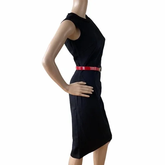 New D&G Dolce & Gabbana Black Sleeveless Velvet Trim Sheath Dress IT44/US8 - Picture 5 of 16